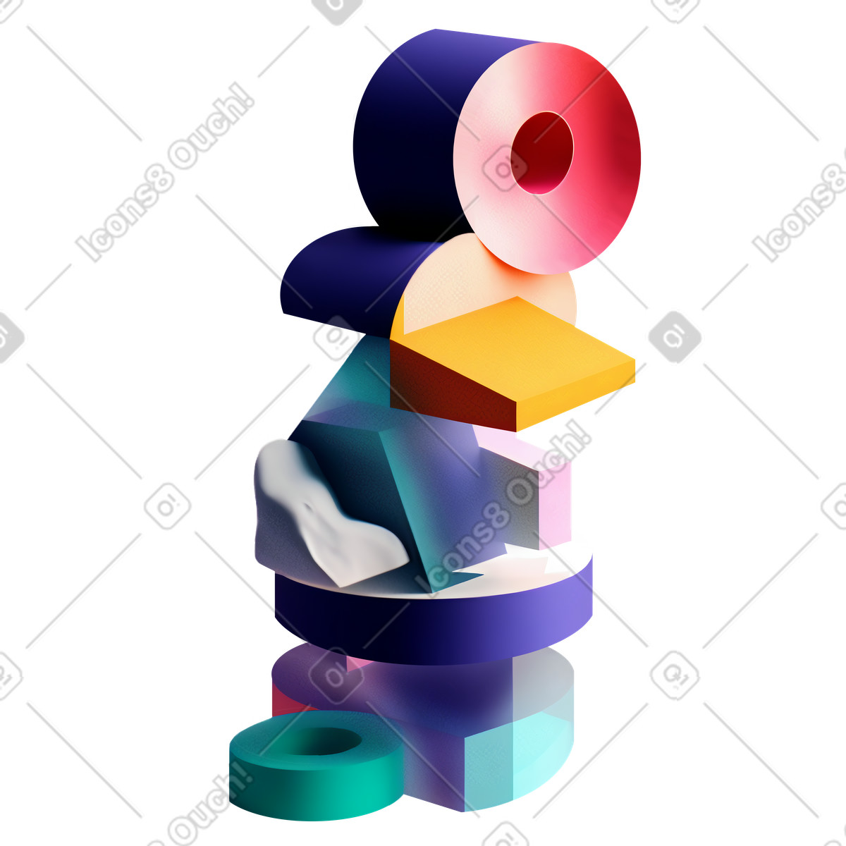Ilustração de Pilha abstrata formas diferentes em no estilo 3D Construction para baixar em PNG, SVG