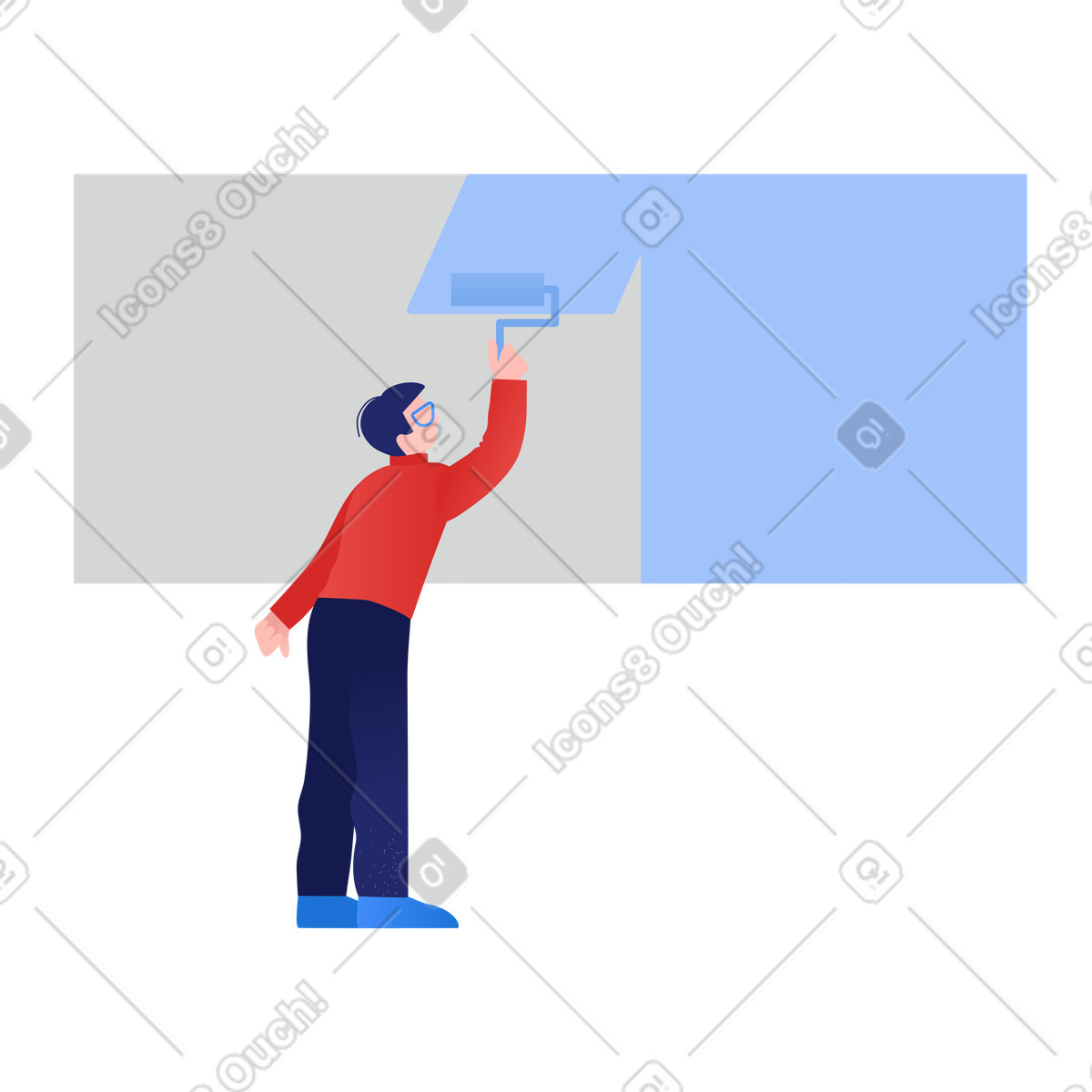The painter paints the wall illustration with vibrant colors clipart for painting graphics