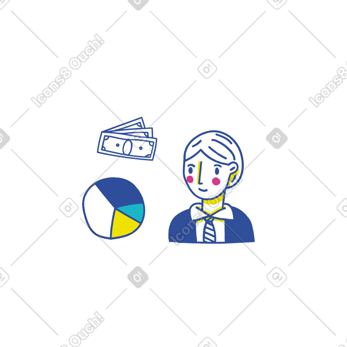 Uomo che fa un resoconto finanziario illustrazione in stile Lime scarica in PNG, SVG