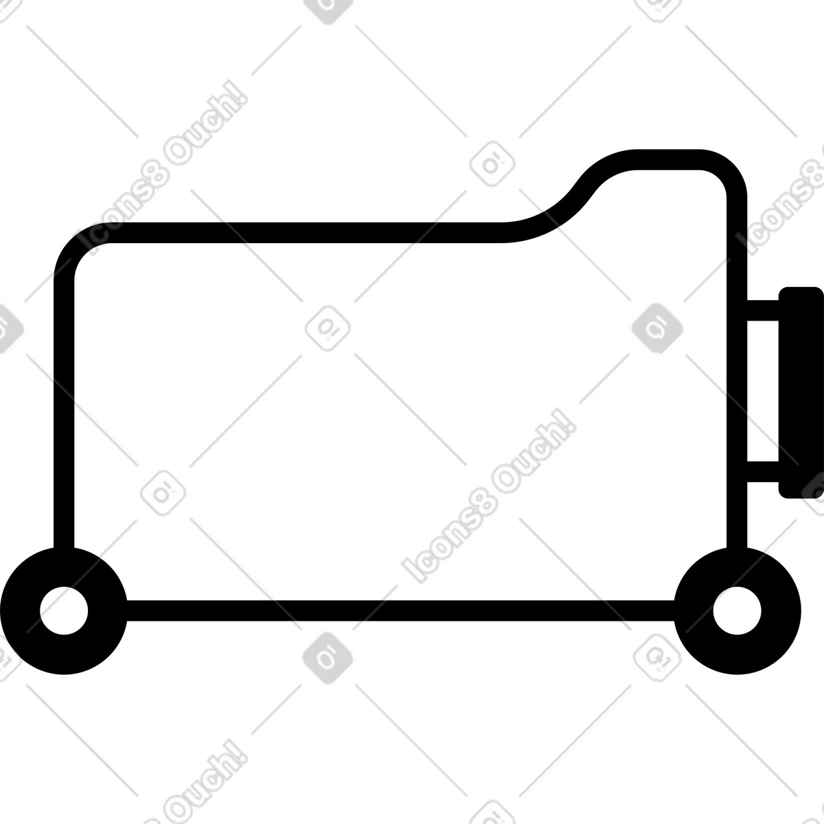 Illustration Suitcase outline with handle and two wheels travel luggage icon dans le style Notion Line Art à télécharger aux formats PNG, SVG