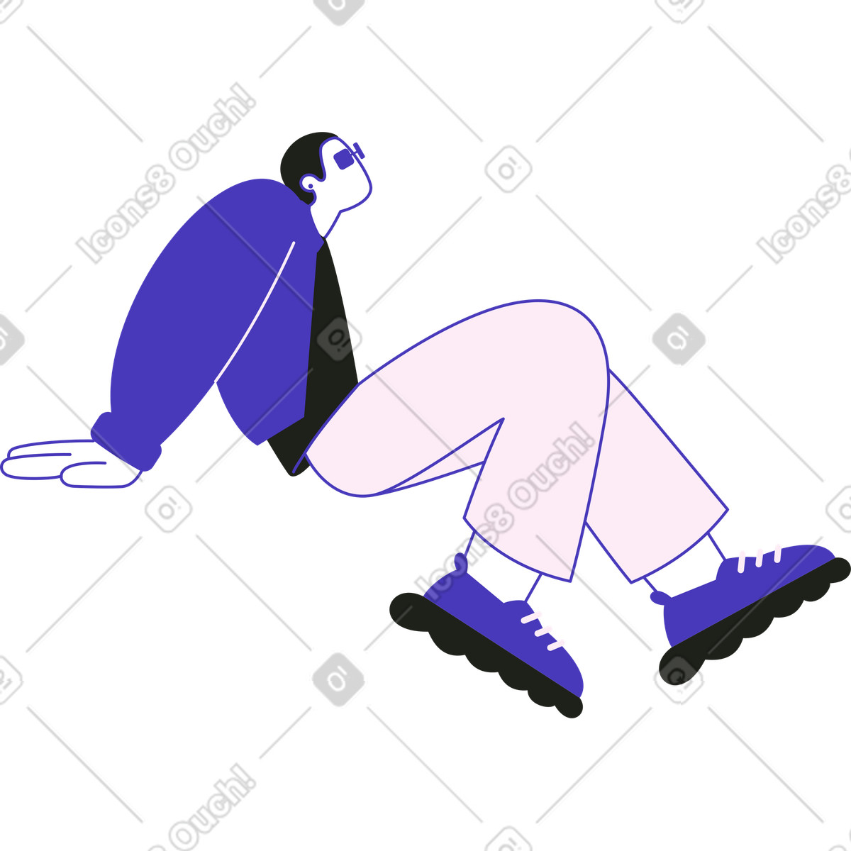 Ilustración Hombre con anteojos sentado y mirando hacia arriba en estilo Blueberry a descargar en PNG SVG