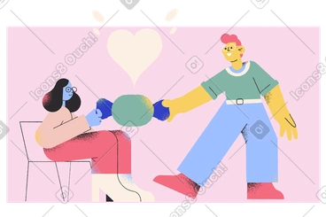 Man and woman enjoying candy together PNG, SVG