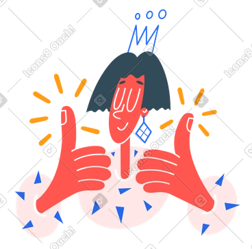 Person with a crown on their head showing thumbs up PNG, SVG