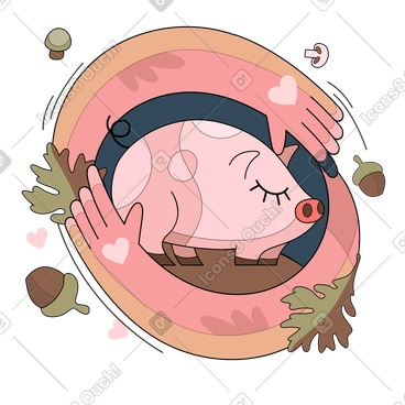 Caring arms protecting a pig PNG, SVG