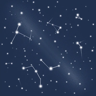 A night sky filled with countless stars, each twinkling distinctively against the dark backdrop. The stars are arranged in recognizable patterns, forming various constellations that dot the expanse above. The scene captures the vastness of the universe, with a deep sense of depth created by the scattered celestial bodies. The constellations are prominent, illuminated in a way that emphasizes their shapes and connections. The overall atmosphere is one of wonder and awe, showcasing the beauty of the cosmos.