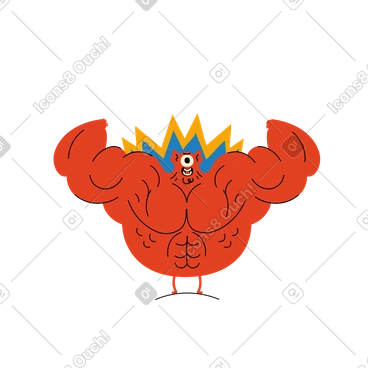 The character pumped his body animated illustration in GIF, Lottie (JSON), AE