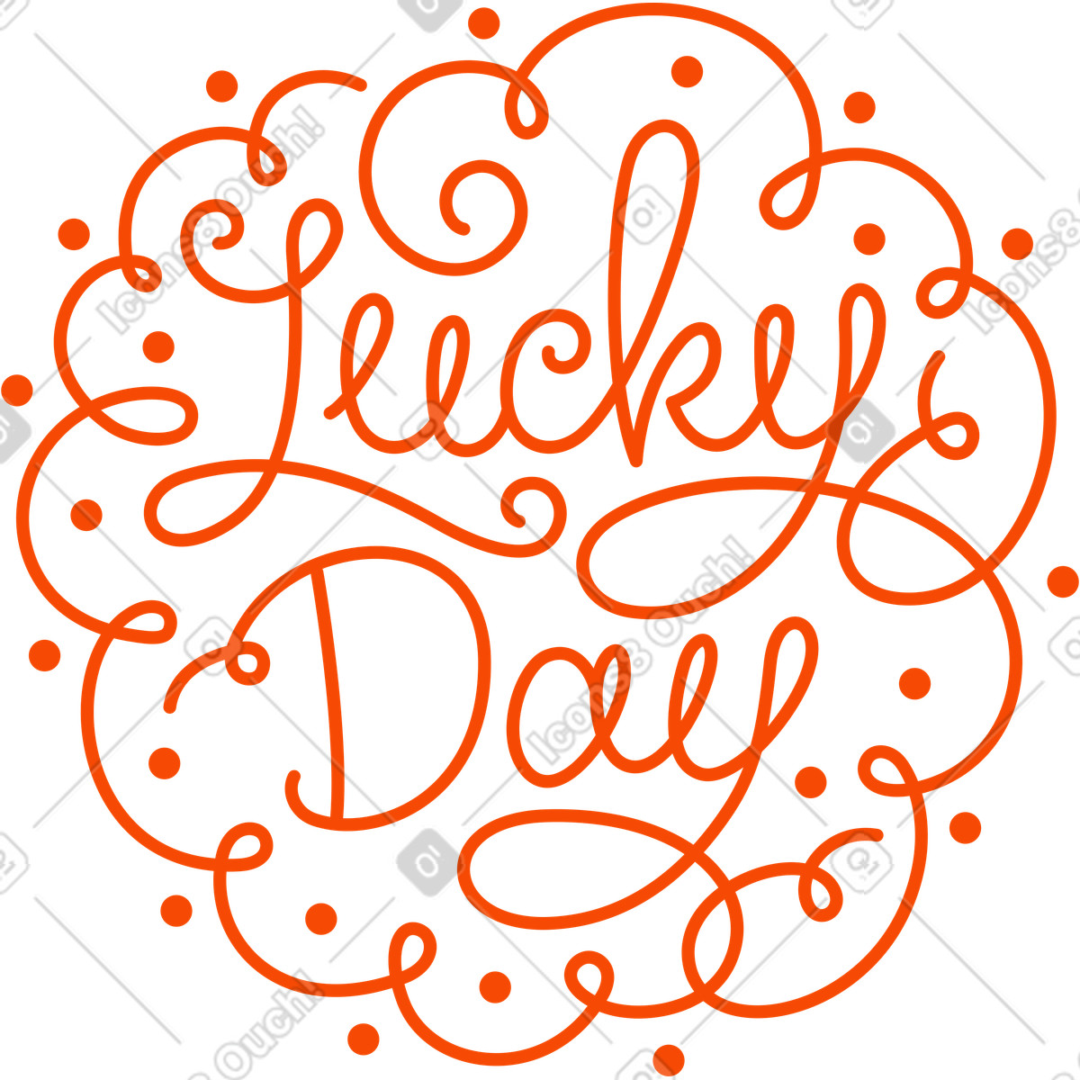Lettering lucky day with flourish elements text illustration in style download in PNG, SVG