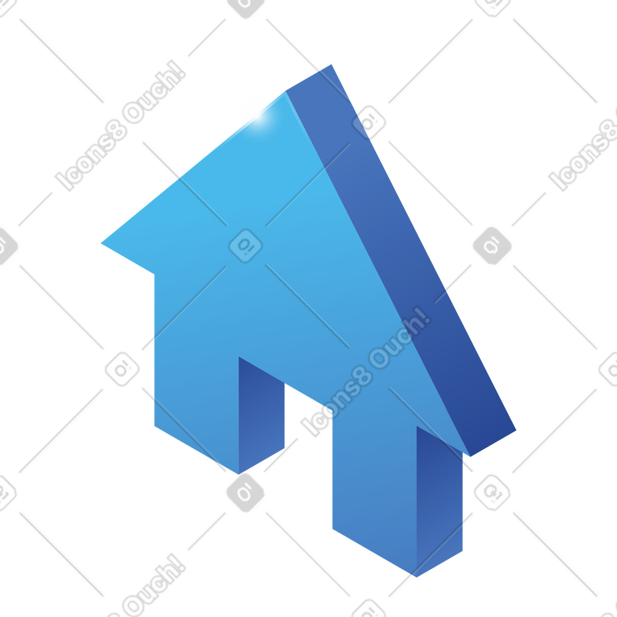 3d blue home icon and house silhouette, homepage button for web navigation illustration in Quantum style download in PNG, SVG