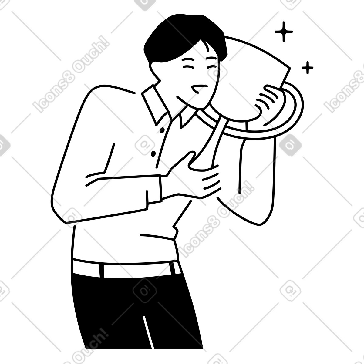 Excited person with champion cup illustration achievement clipart celebrating success in graphics