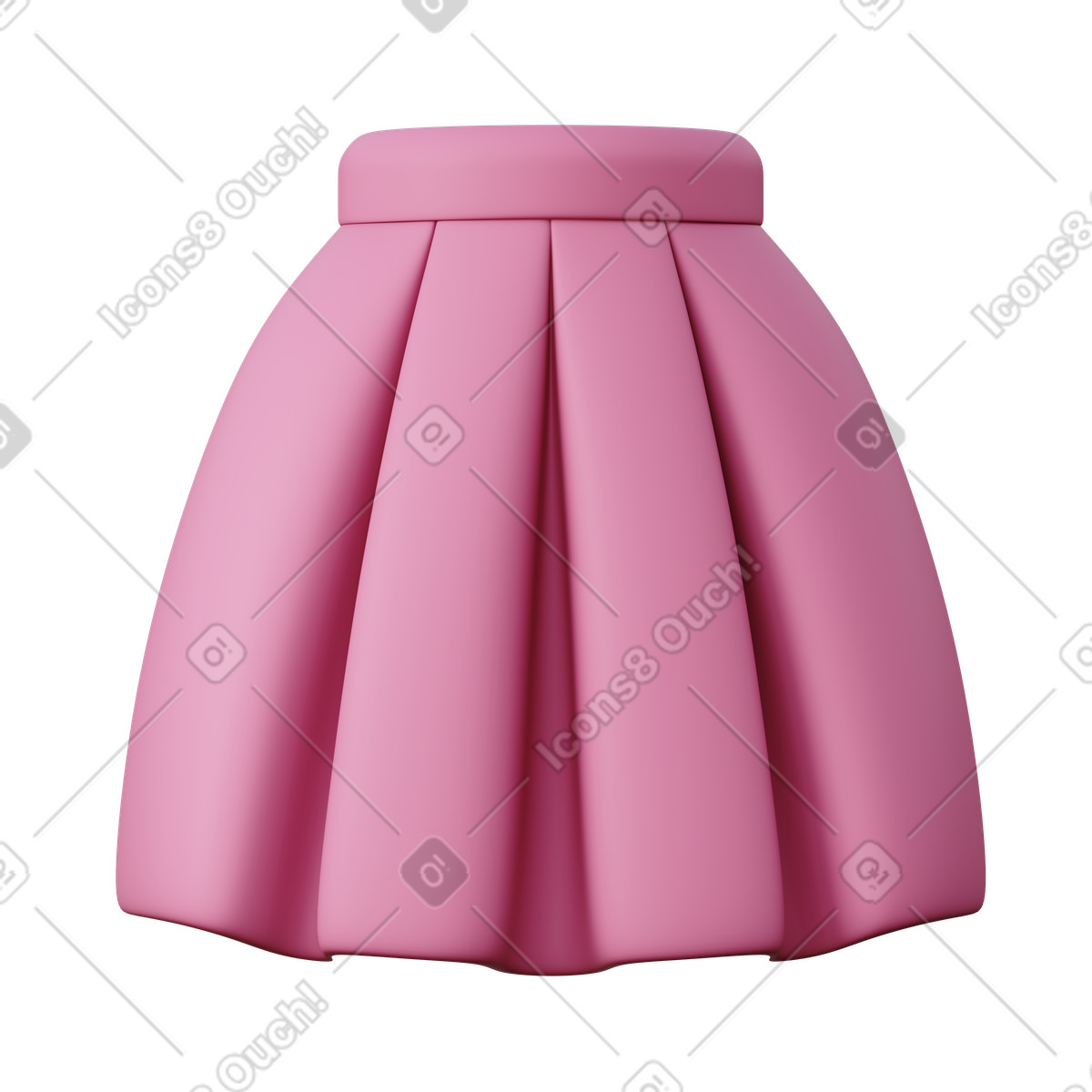 Illustration Jupe trapèze rose dans le style 3D Sugary à télécharger aux formats PNG, SVG