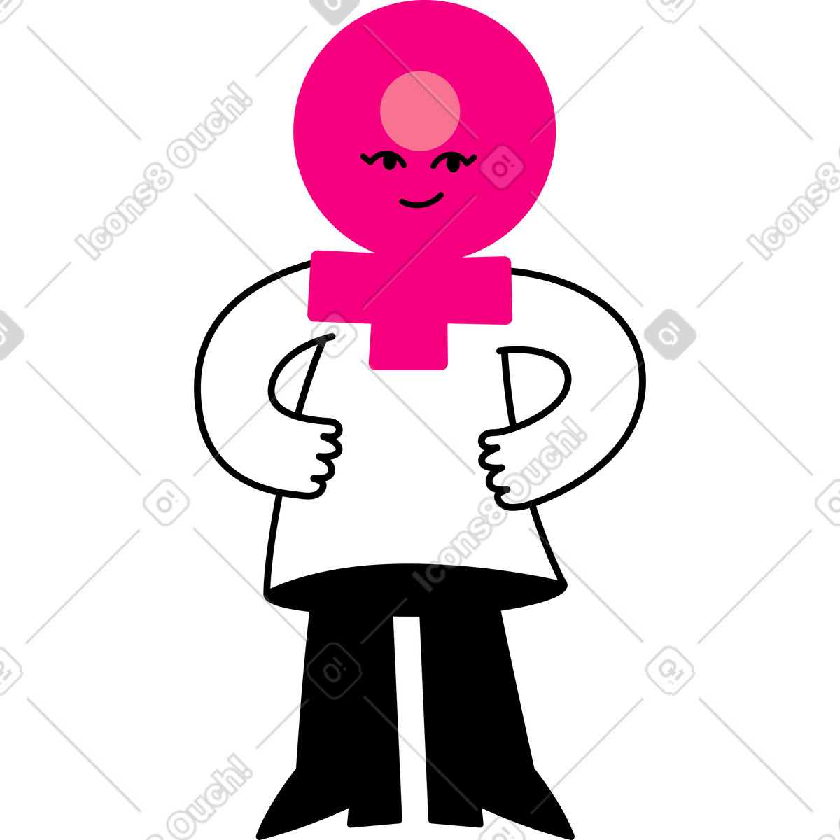 Personaggio con testa di segno femminile illustrazione in stile Giggle scarica in PNG, SVG