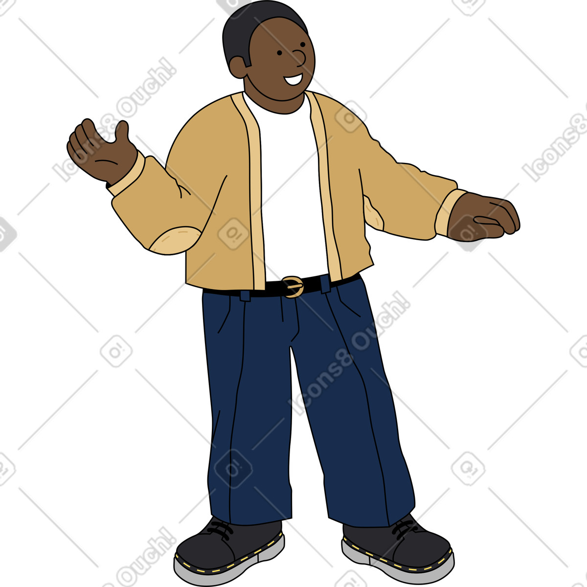 Ilustración Hombre hablando y gesticulando en estilo Kindy a descargar en PNG SVG