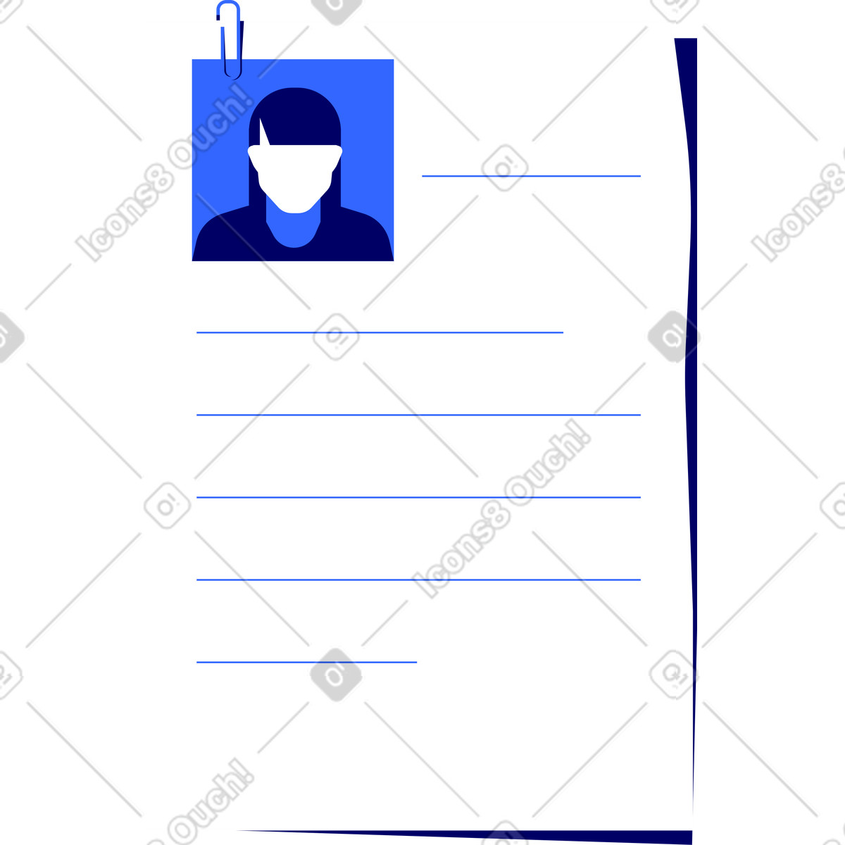 Ilustración Currículum femenino con foto en estilo Lounge a descargar en PNG y SVG