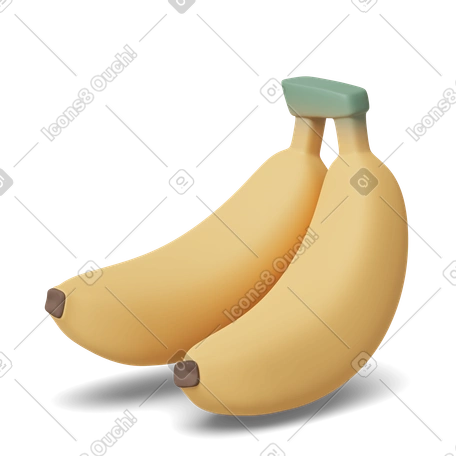 Ilustración 3D Two yellow bananas en estilo Comida Casual life a descargar en PNG y SVG
