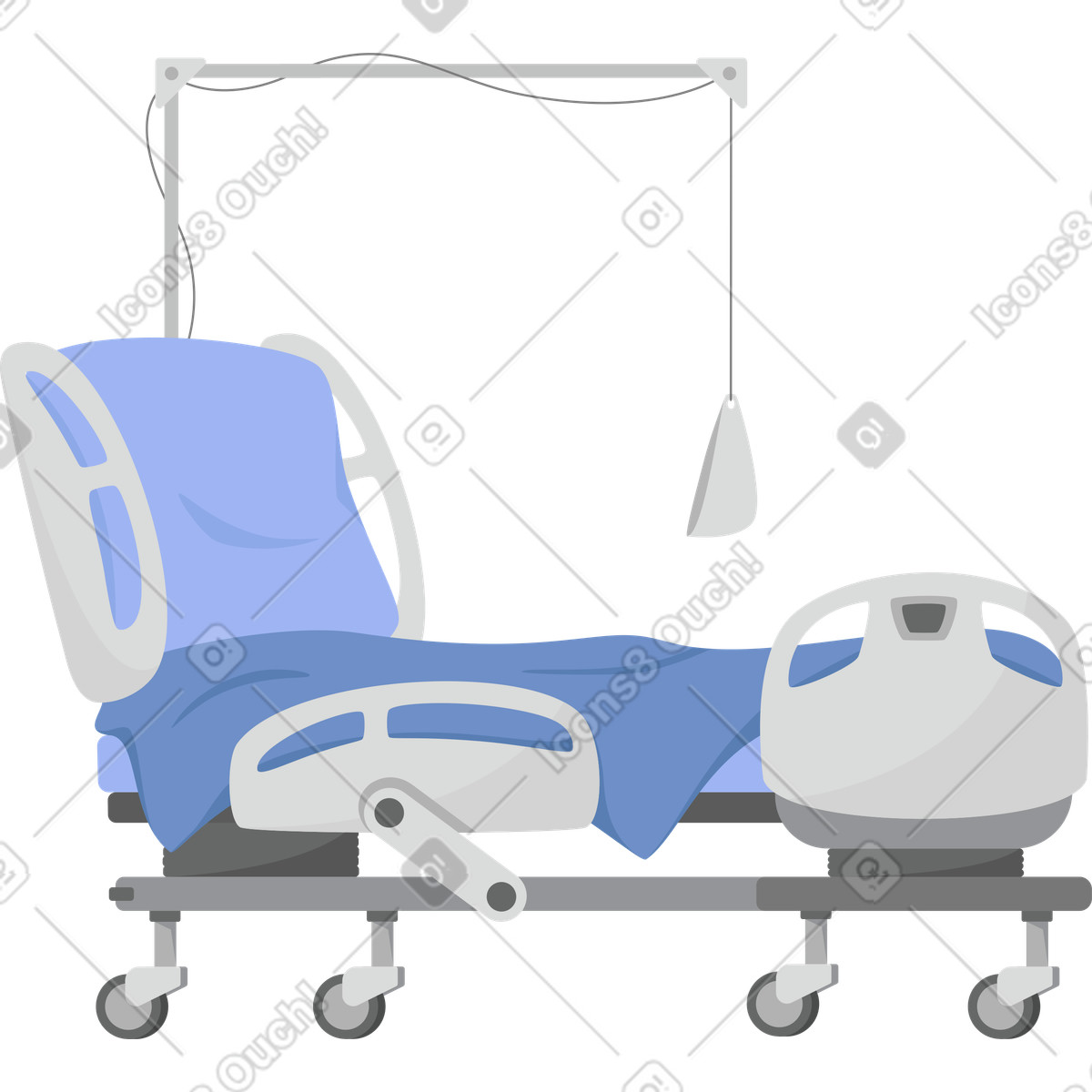 Hospital bed illustration in Lagom style download in PNG, SVG