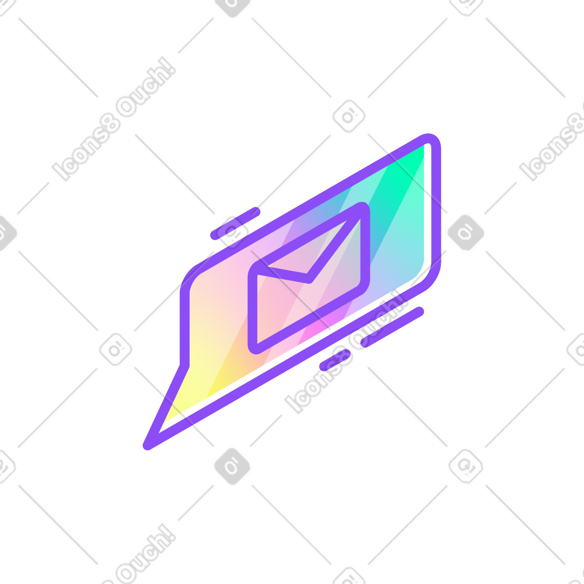 Incoming message illustration in Holographic style download in PNG, SVG