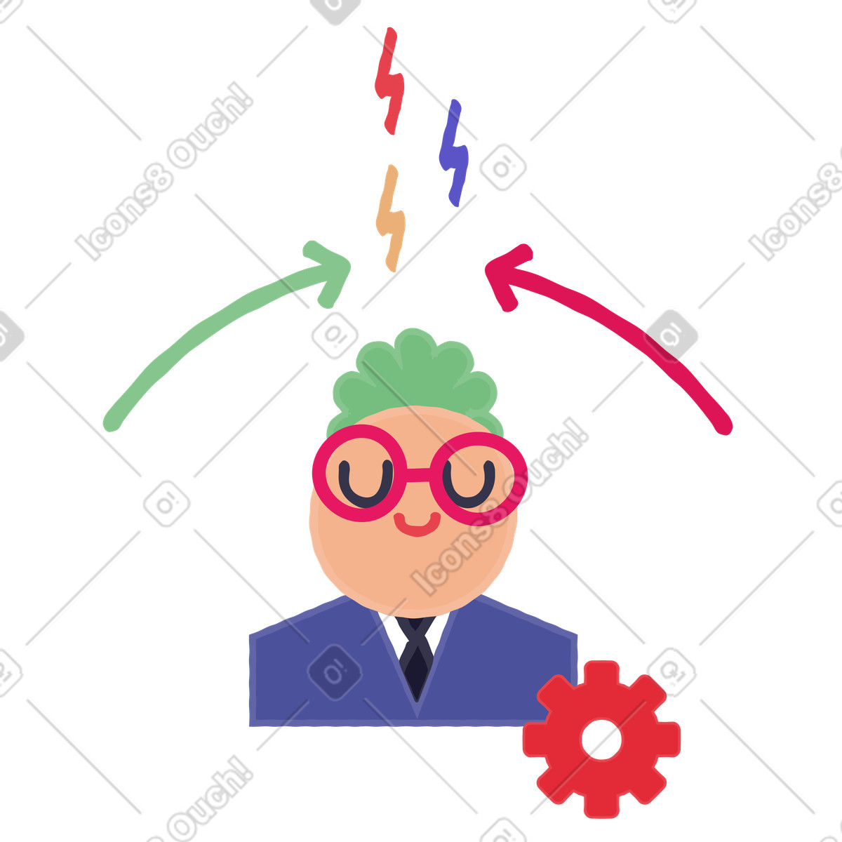 Mann im prozess der kaufmännischen ausbildung-Illustration Stripy-Stil als Download in PNG, SVG
