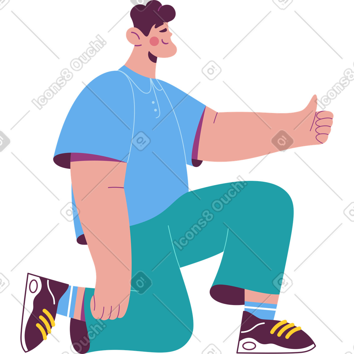 Ilustración Hombre mostrando pulgares arriba en estilo Sammy a descargar en PNG y SVG