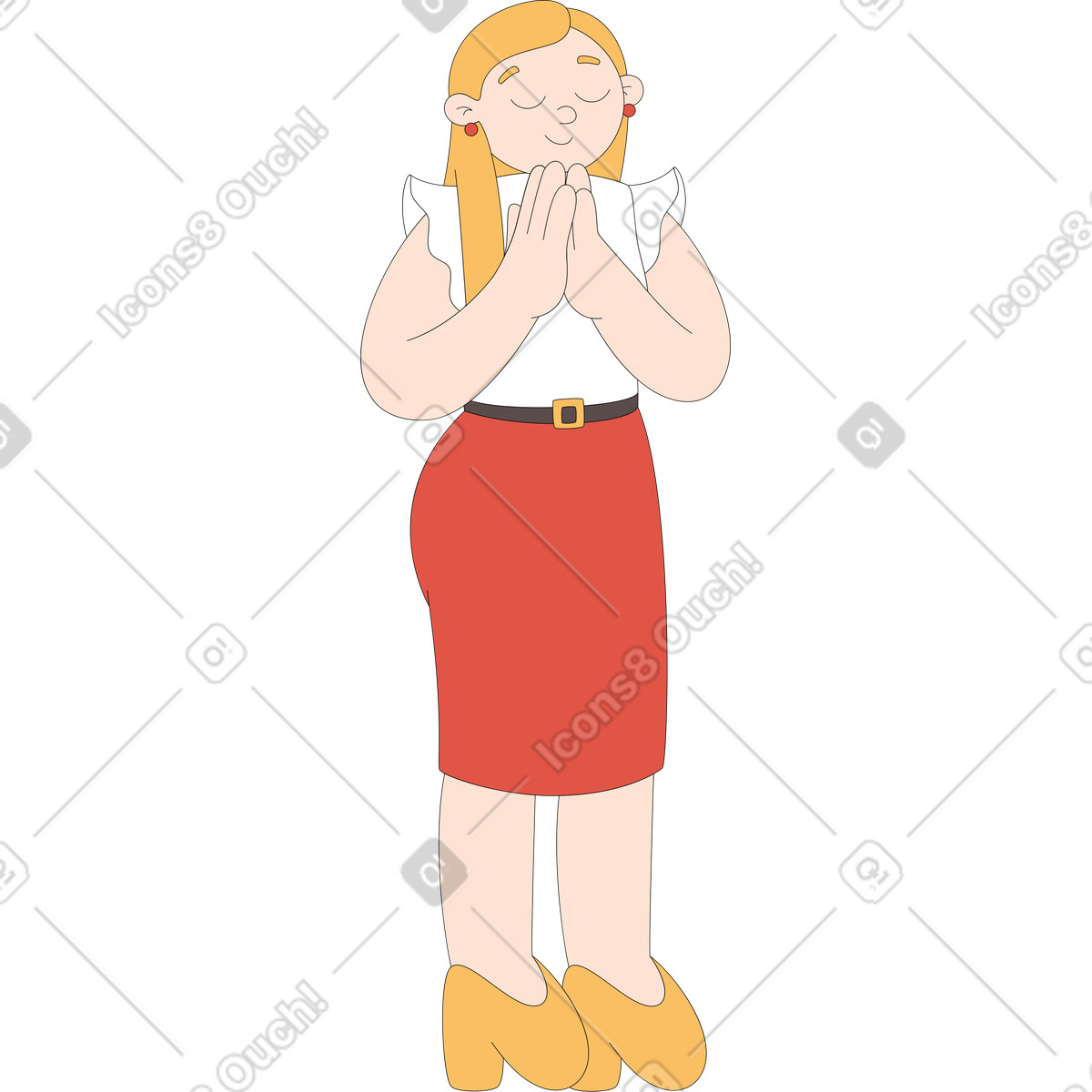 Woman making a wish illustration in Sitcom style download in PNG, SVG