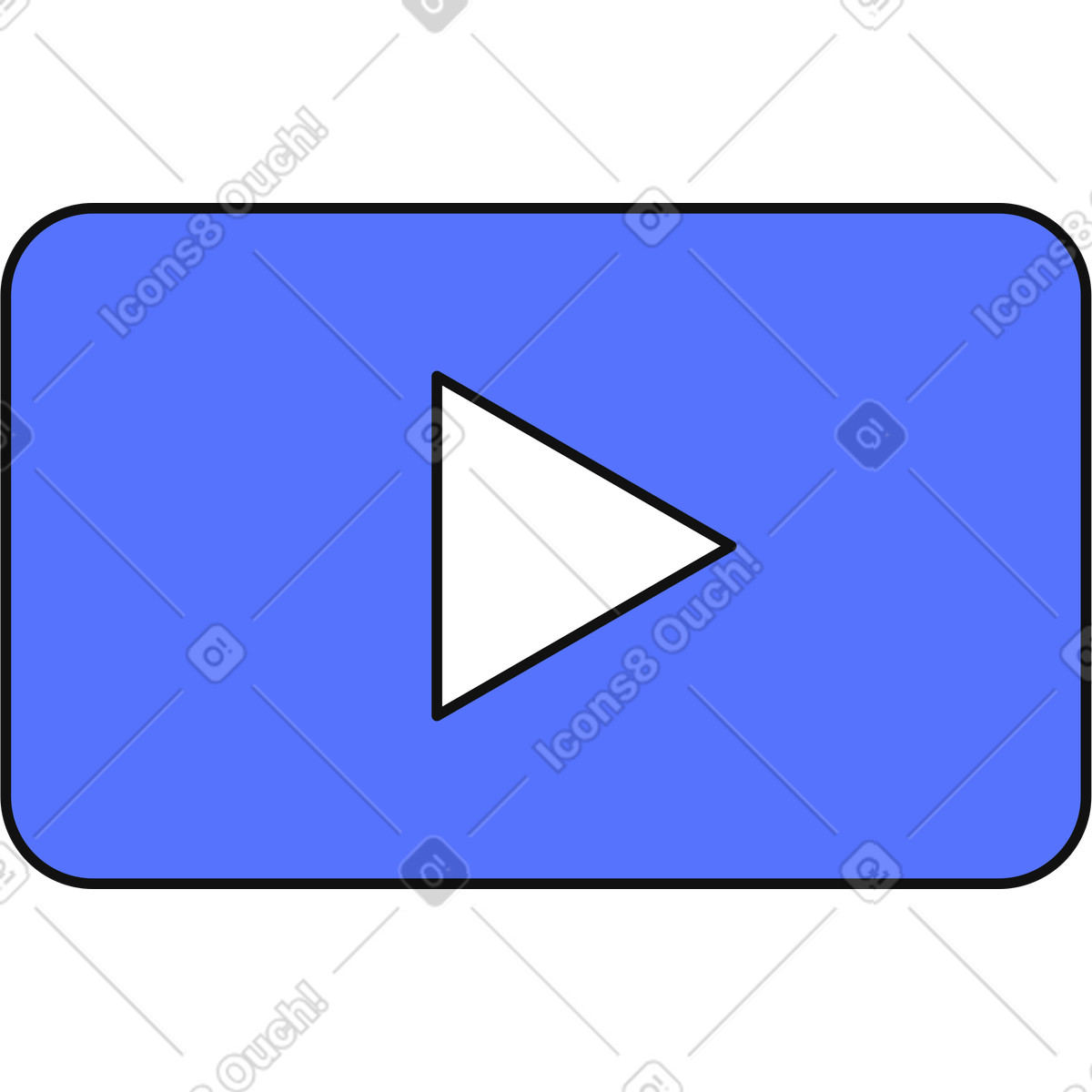 Ilustração de Play button triangle inside rounded rectangle media control symbol em no estilo Main para baixar em PNG, SVG