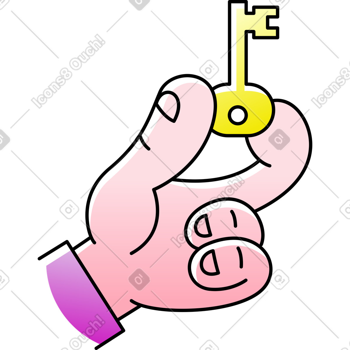 Hand with key illustration in Pocus style download in PNG, SVG