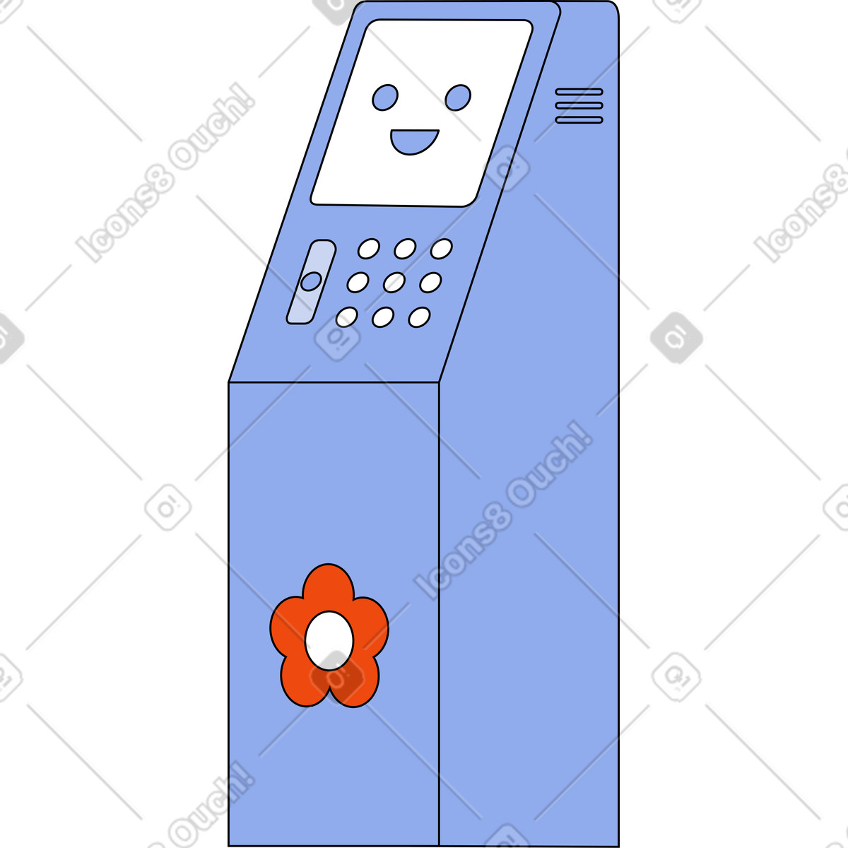 Ilustración Cajero automático en estilo Bloom a descargar en PNG y SVG
