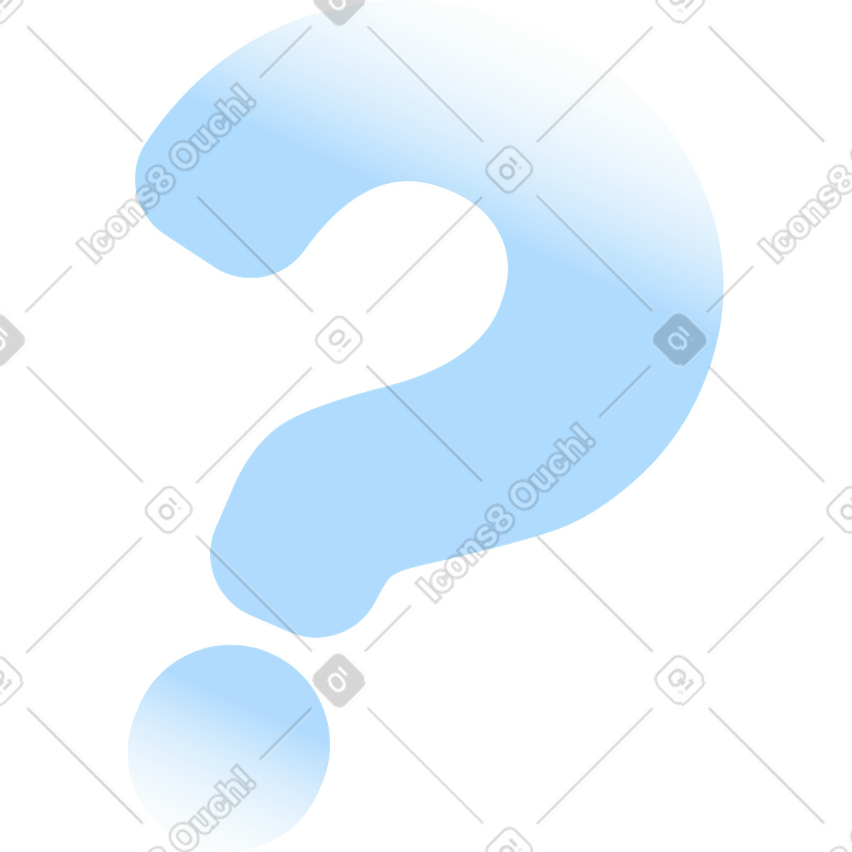Question mark with blue gradient fill illustration in Concept style download in PNG, SVG