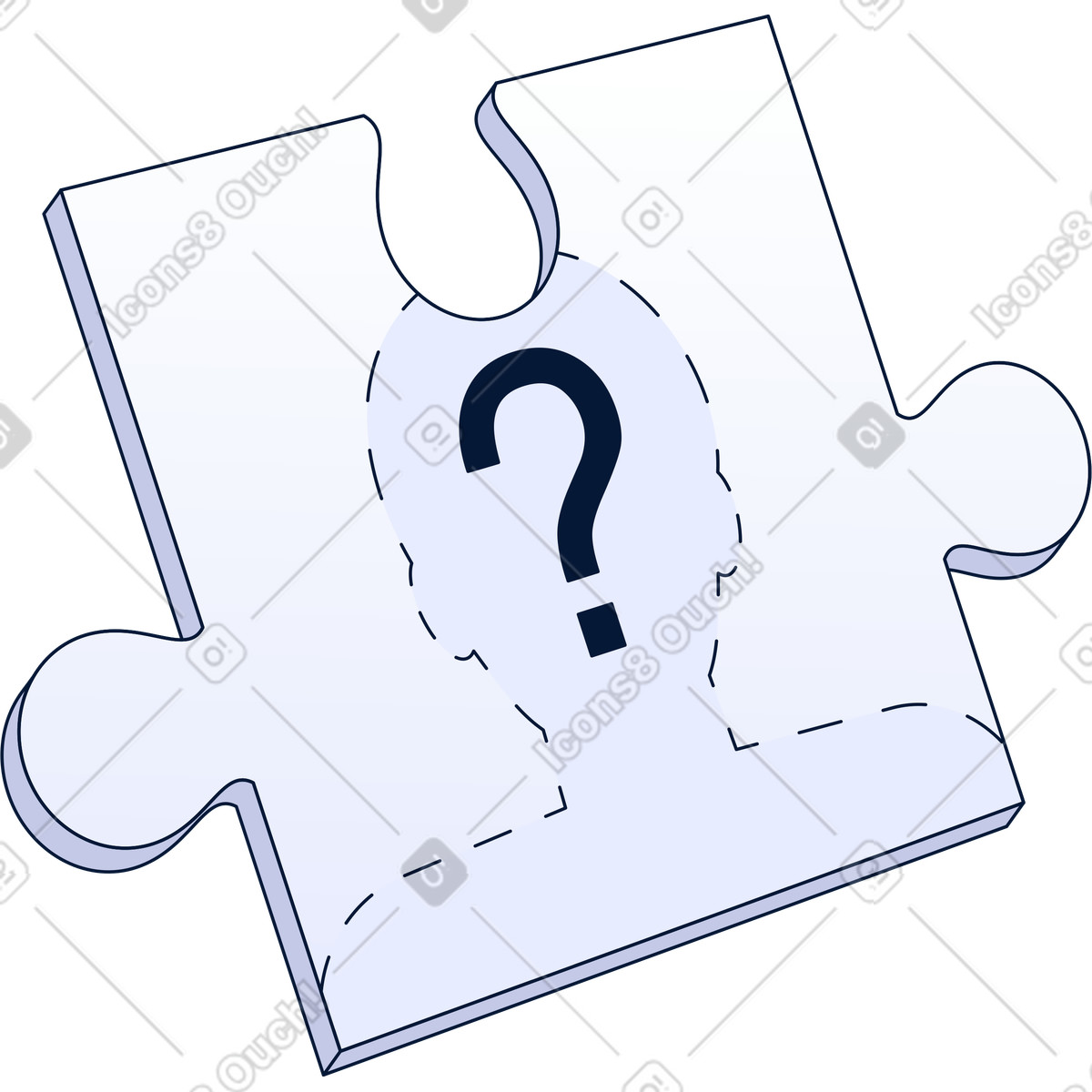 Puzzle piece with a human silhouette illustration in Neat style download in PNG, SVG