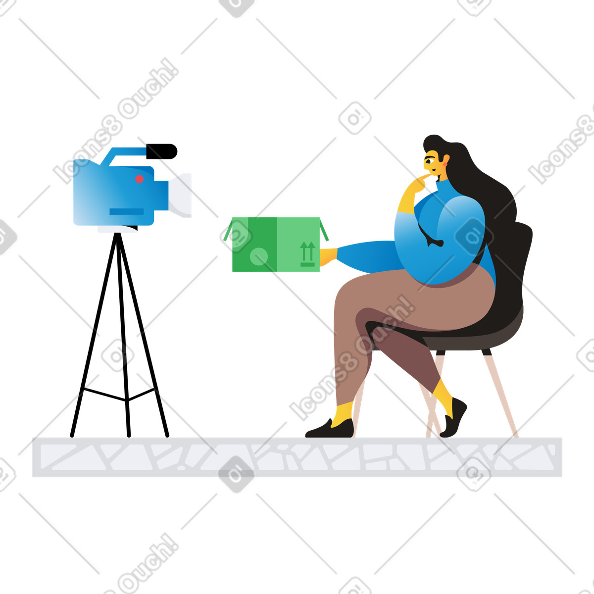 Disimballaggio del videoblog illustrazione in stile Jaconda scarica in PNG, SVG