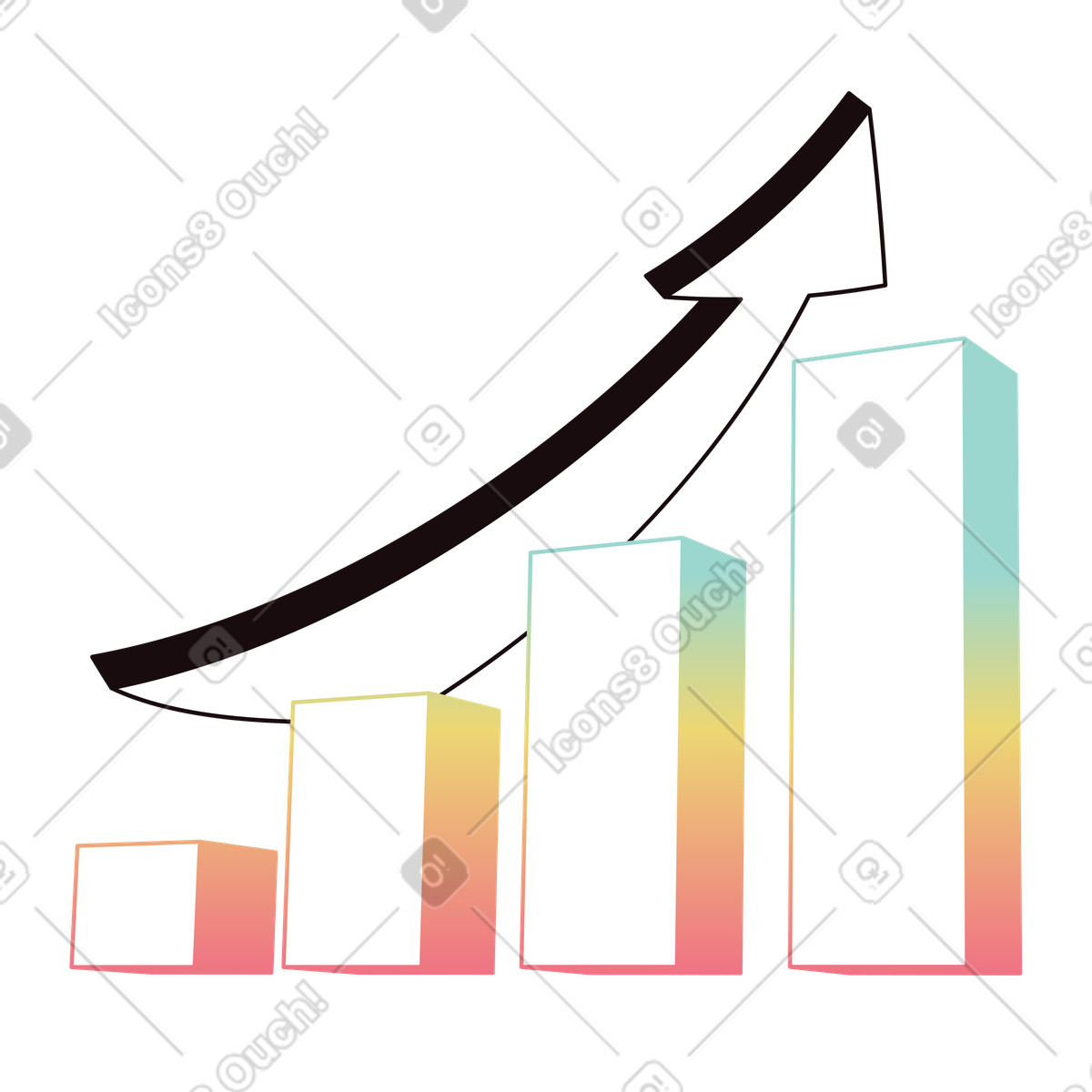 Ilustración Profit growth with upward arrow en estilo Delight a descargar en PNG y SVG