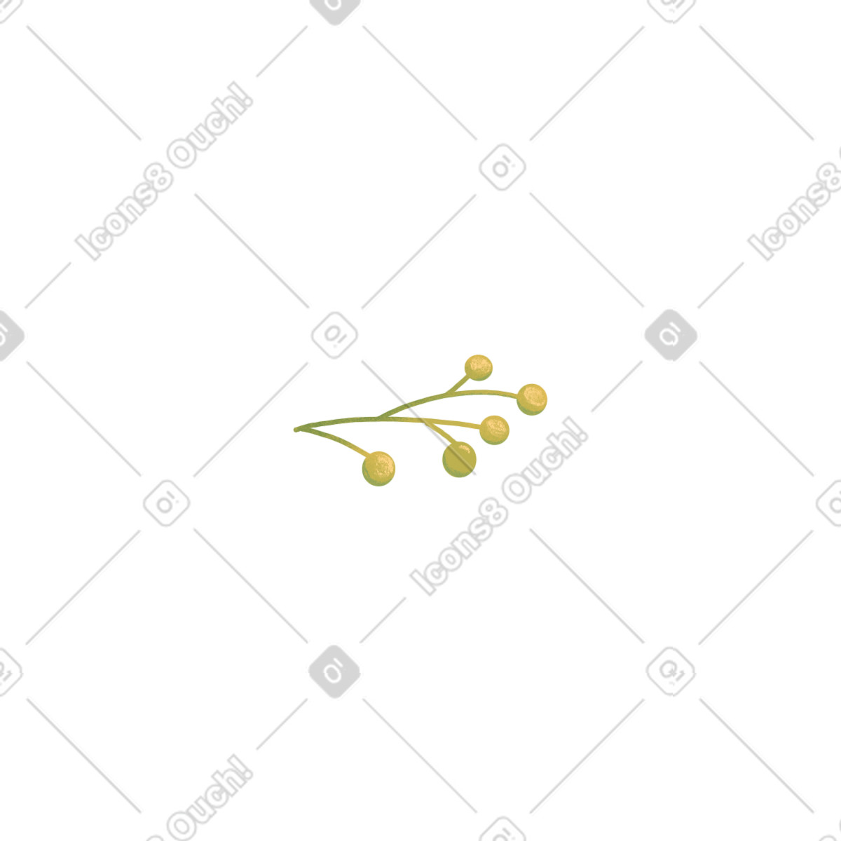 Small twig with dry round flowers illustrazione in stile Floral scarica in PNG, SVG