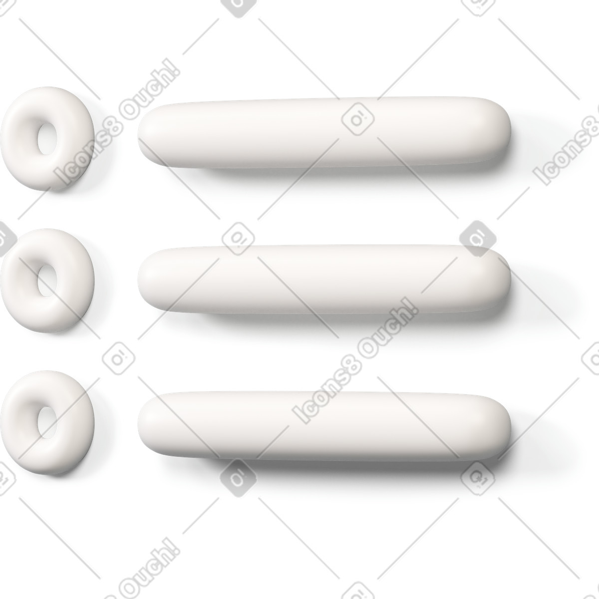 Checkliste mit runden gegenständen nach links gedreht-Illustration im 3D Buddy-Stil als Download in PNG, SVG