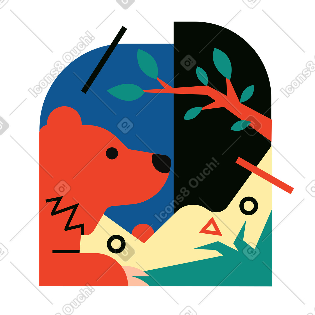 Ilustración A bear in the wild en estilo Polar descargar en PNG y SVG