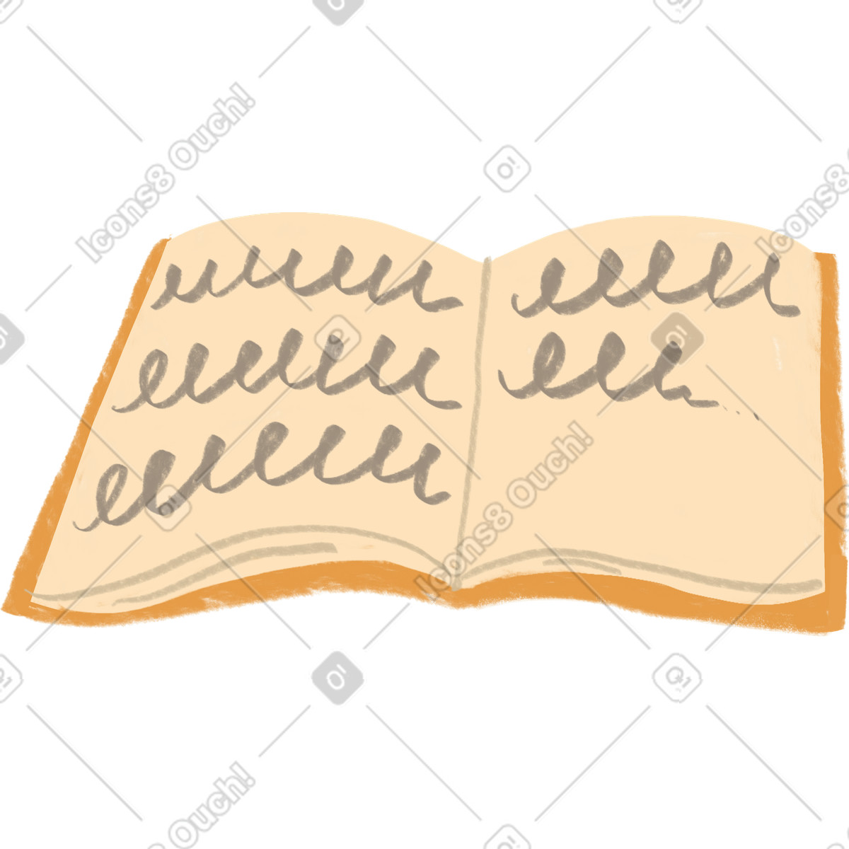 Open notepad with text illustration in Lumiere style download in PNG, SVG