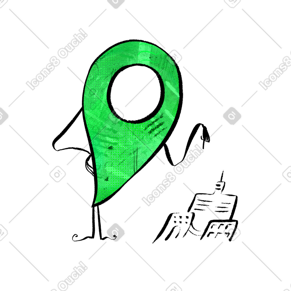 Doobry スタイルの GPS showing destination のイラストをPNG、SVG形式でダウンロード