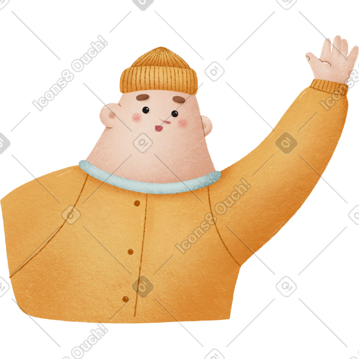 Woolly スタイルの Man in yellow suit with arm raised のイラストをPNG、SVG形式でダウンロード