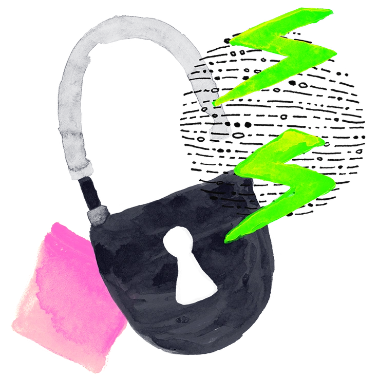 A black bag with lightning bolts - Inky style illustration