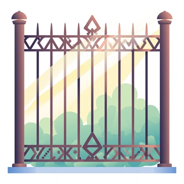 An ornate art deco metal fence with geometric patterns