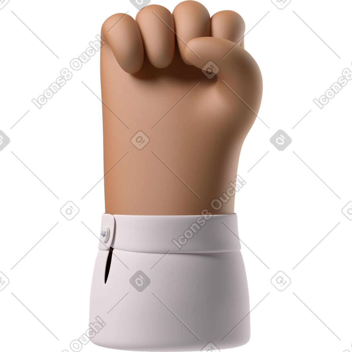 Ilustración Puño de una mano piel morena levantada en estilo 3D Hands Fun&Wild a descargar en PNG y SVG