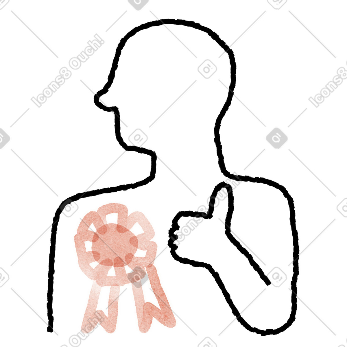 Иллюстрация Person with achivement award badge and hand giving confident thumbs up gesture в стиле Anthropic Claude Drawn — скачать в форматах PNG, SVG