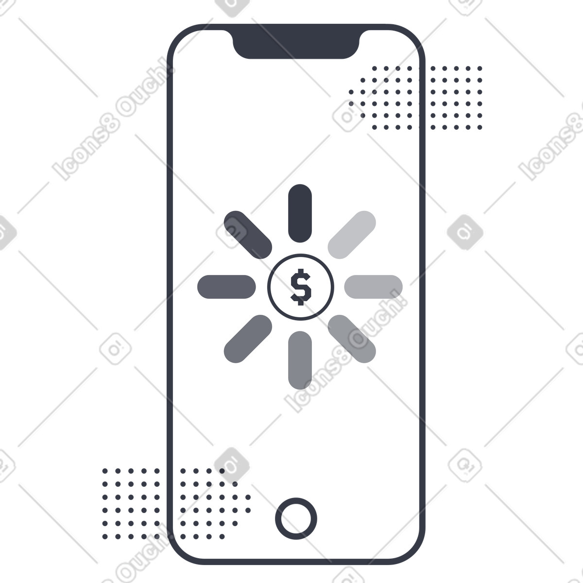 Payment processing displayed on mobile phone illustration in PNG, SVG