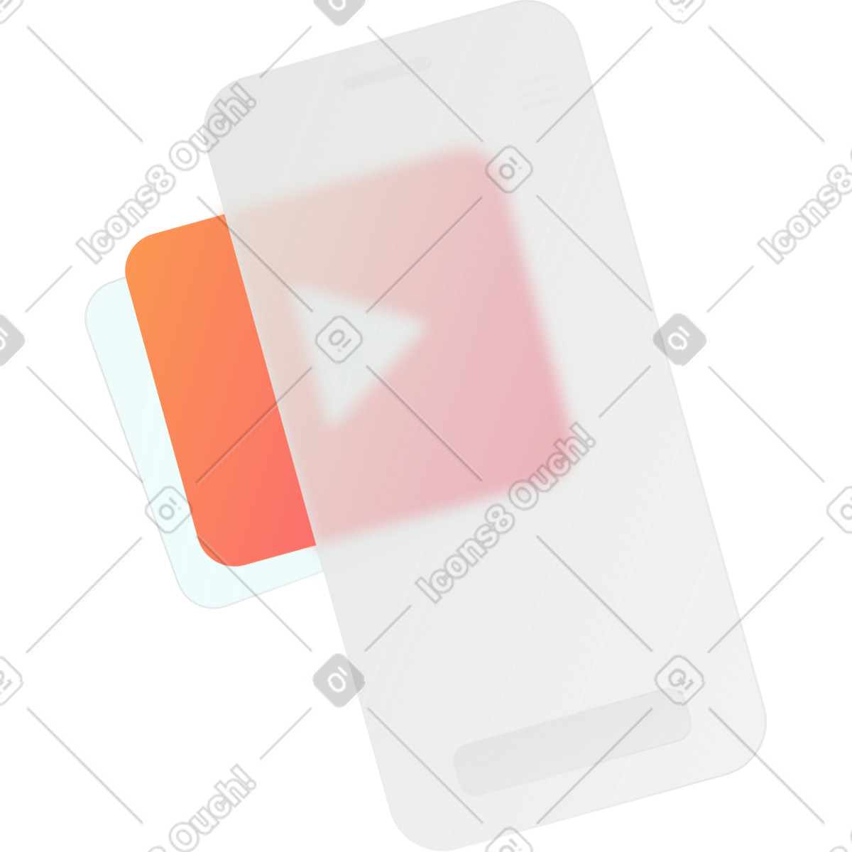 Ilustración Pantalla de teléfono inteligente con contenido video en estilo Morphis a descargar en PNG y SVG