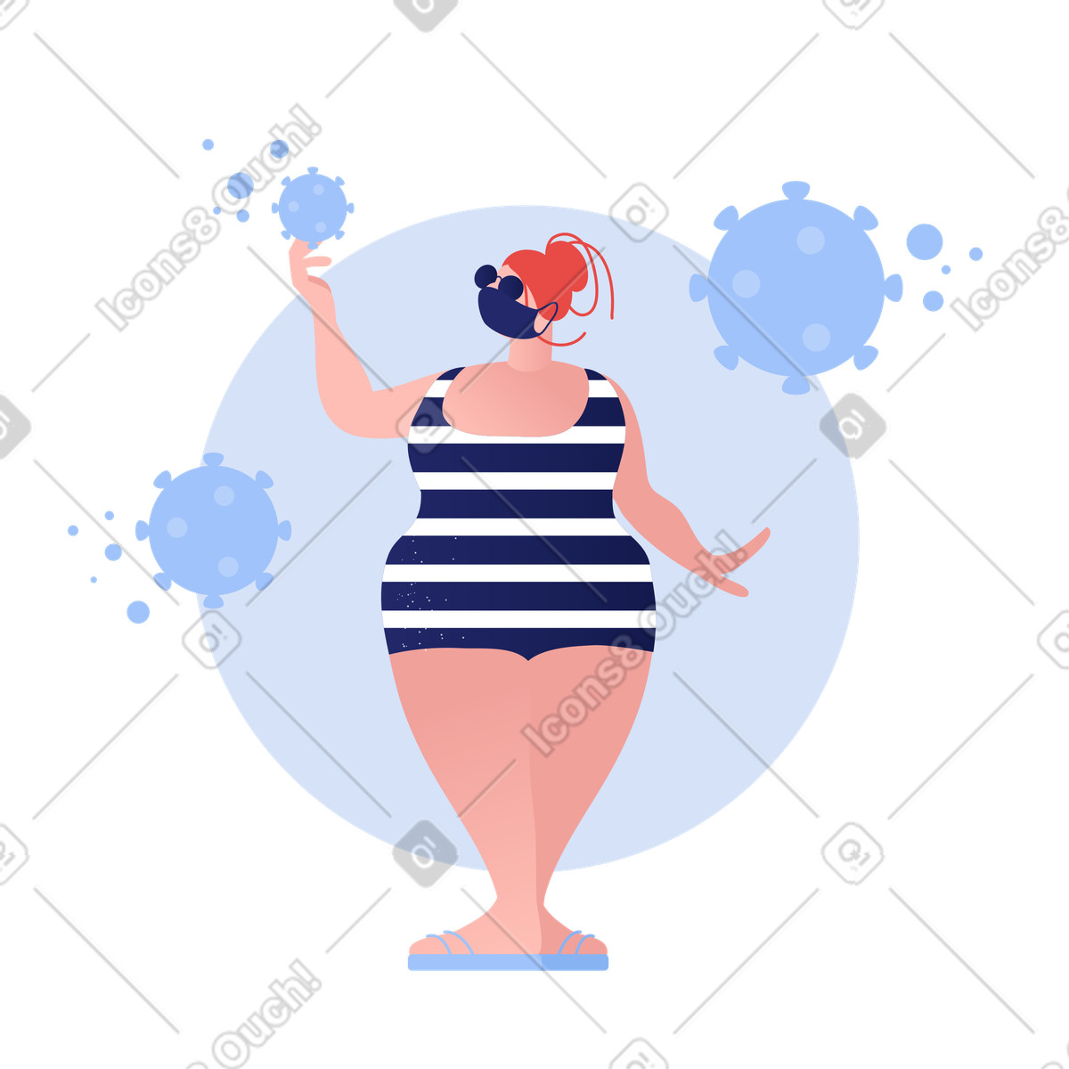 Donna in maschera che si protegge dai virus illustrazione stile Clip scarica PNG, SVG