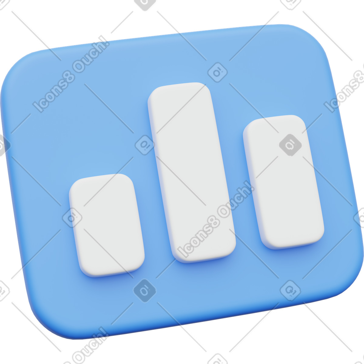 Data bar chart, financial metrics display, analytics visualization blue illustration in 3D Playful style download in PNG, SVG