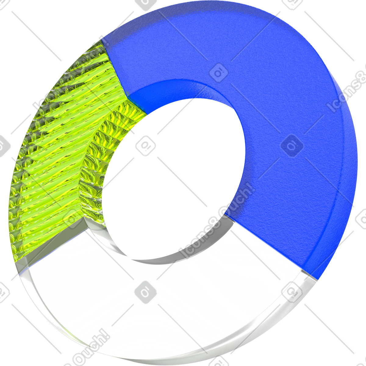 Glass pie chart illustration in 3D Enterprise style download in PNG, SVG