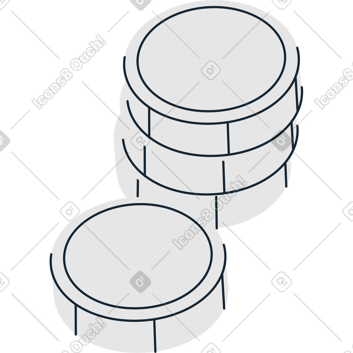 Illustration Pile de pièces et pièce unique dans le style Indigo à télécharger aux formats PNG, SVG