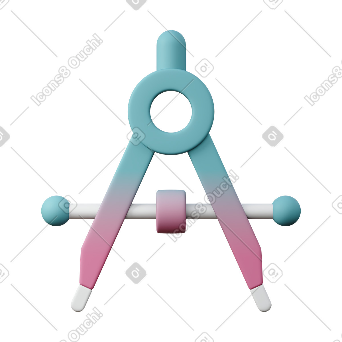 Drafting compass illustration in 3D Sugary style download in PNG, SVG