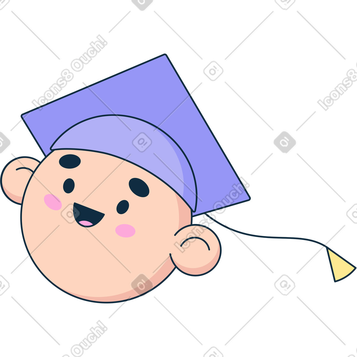 Kopf eines jungen in abschlusskappe-Illustration im Bubble gum-Stil als Download PNG, SVG