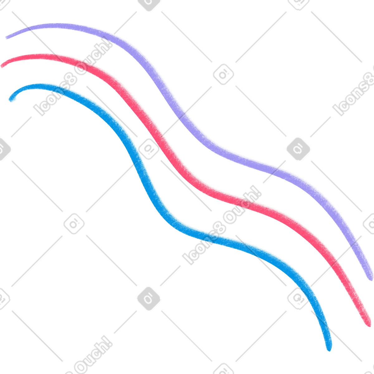 Three wavy lines-Illustration im Doodle-Stil als Download in PNG, SVG