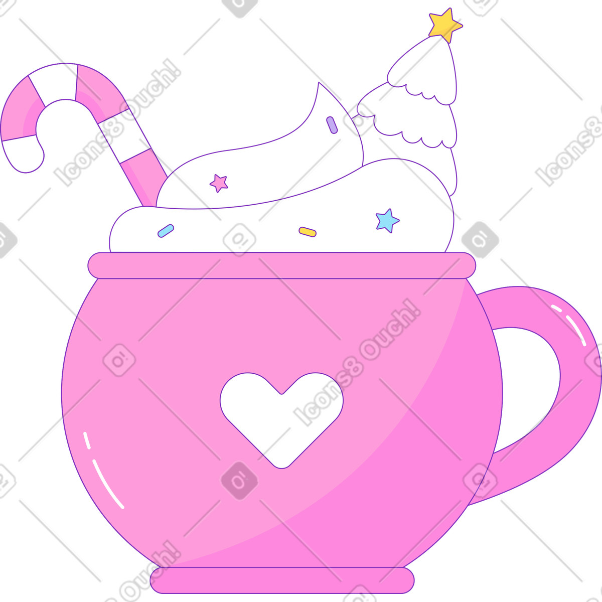 Illustration Tasse de noël dans le style Elastic à télécharger aux formats PNG, SVG